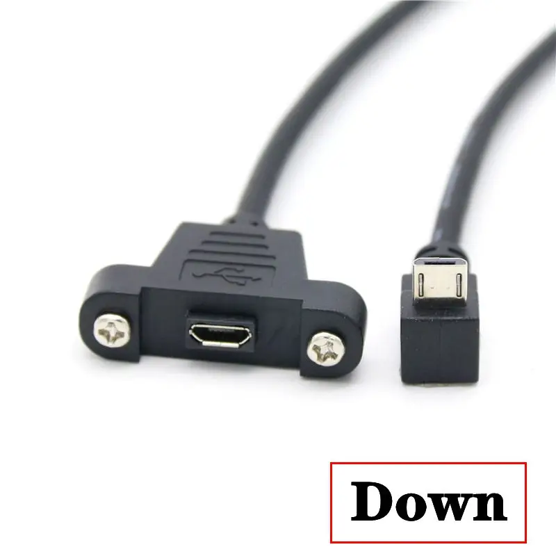 30 cm 50 cm Micro USB Verlengkabel Met Oren en Schroefgaten Voor Android Telefoons Micro USB Man-vrouw gebogen Datakabel