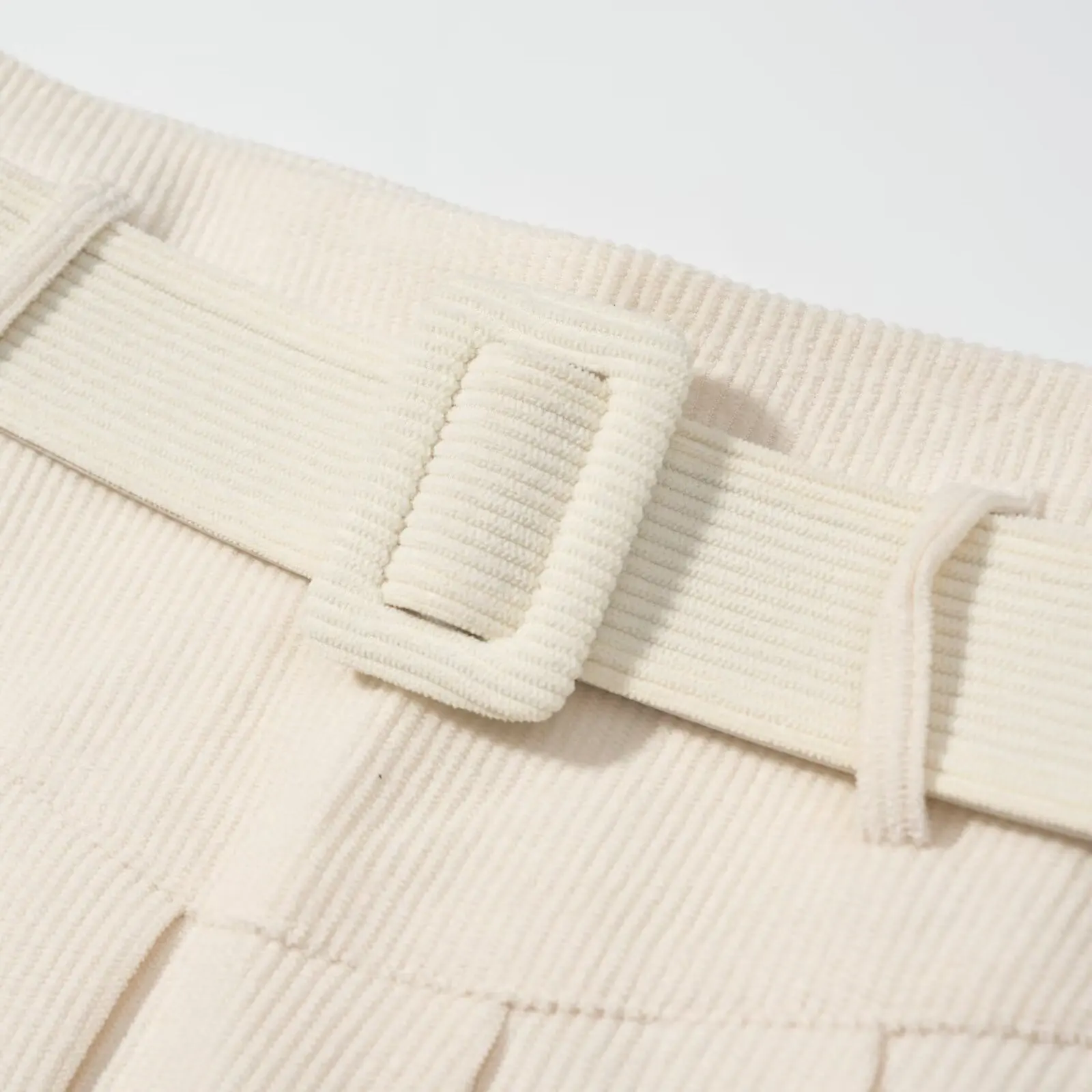 Dames mini-jurk met cinchetaille Herfstwinter Modieuze afslankende plooirok met riem Corduroy Korte petticoat met hoge taille