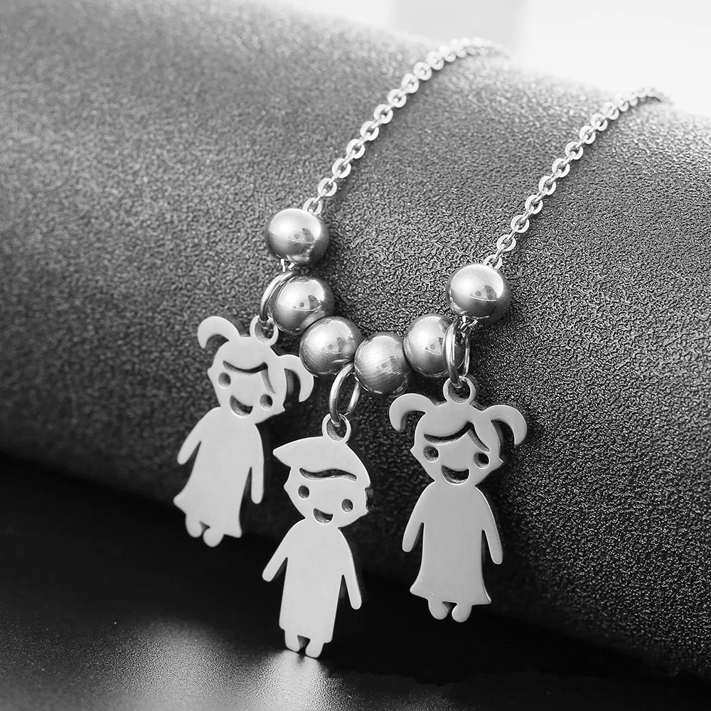 MaiLun Personalisierte Namen Kinder Anhänger Halskette Edelstahl Damen Halskette Individuelles Geschenk zum Muttertag – Detail 5