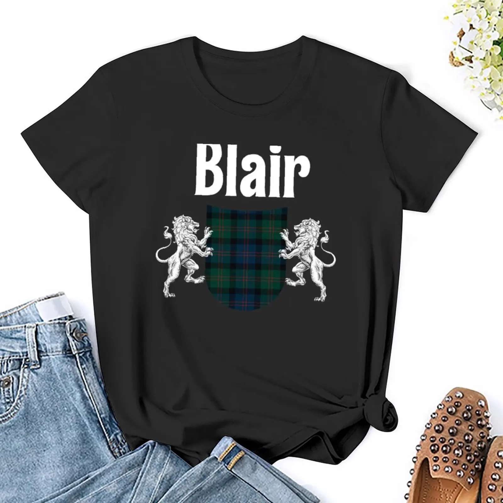 Blair Clan Scottish Name Coat Of Arms Tartan T-Shirt anime cute tops customizeds cute clothes t-shirts for Women graphic tees