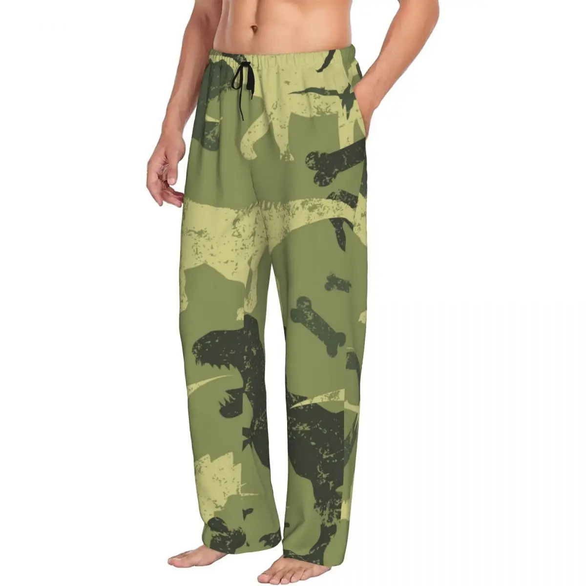 Camouflage Dinosaur Men's Casual Pajama Sleeping Pants Lounge Loose Trousers Comfortable Nightwear