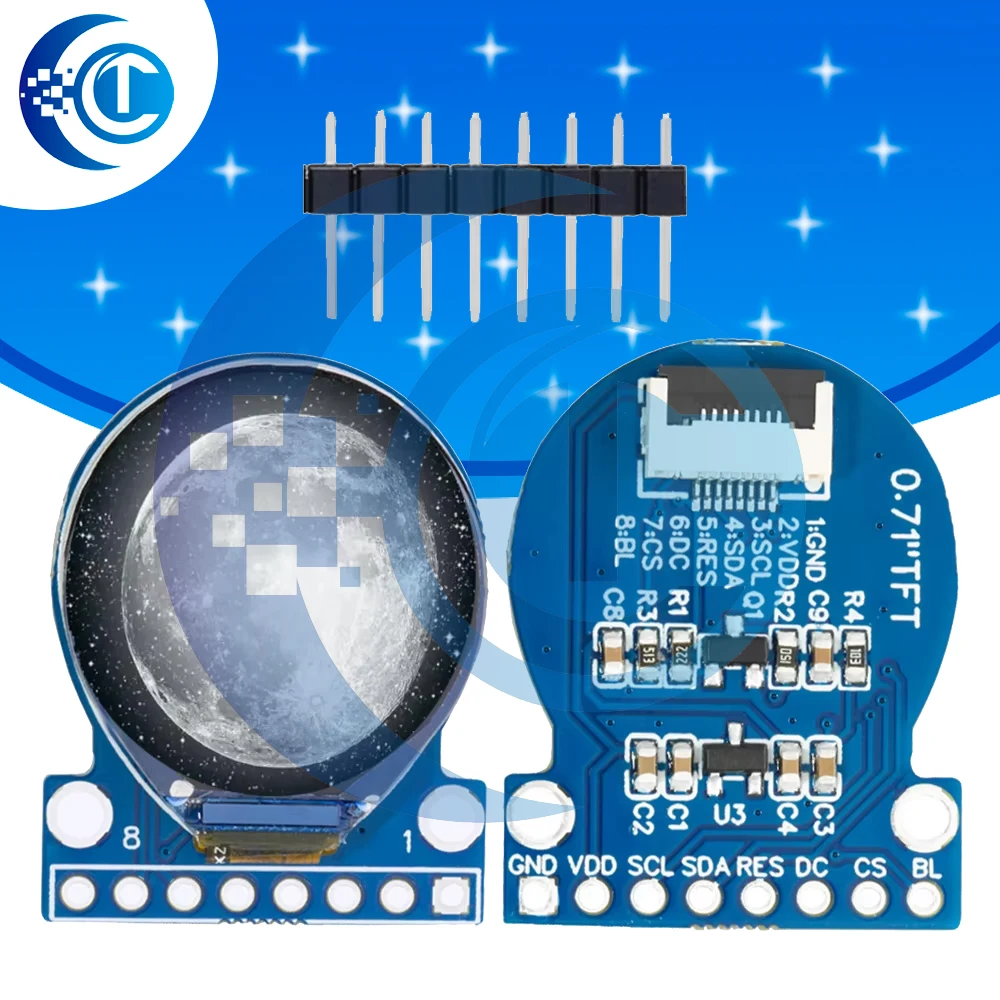 

TFT Display 0.71 Inch TFT LCD Display Module Round RGB 160*160 GC9A01 Driver 8PIN SPI Interface 160x160 PCB For Arduino