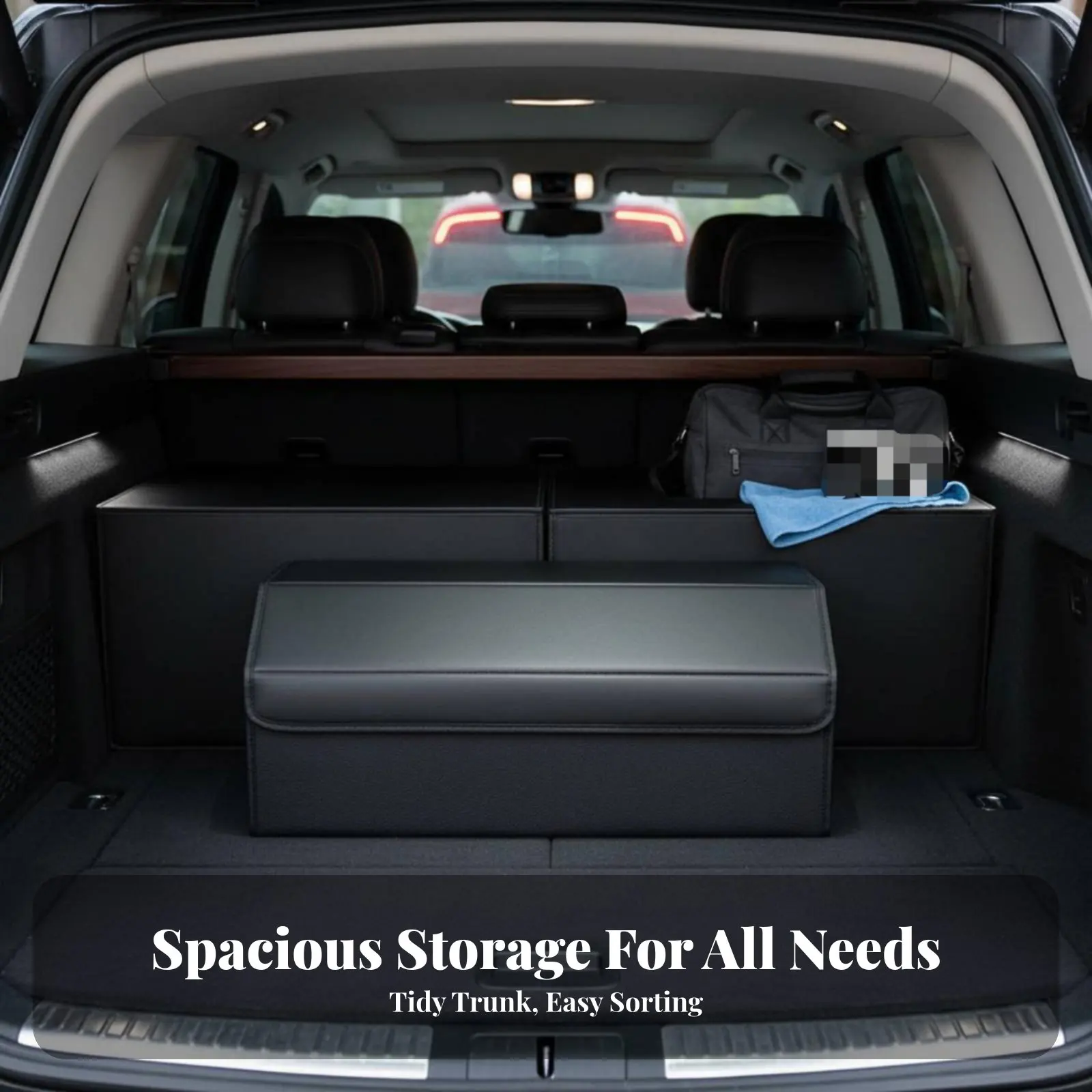 

Car Trunk Storage Box Large Capacity Foldable Trunk Organizer Car Storage Compartment Storage Case Space Saving Vehicle Storage