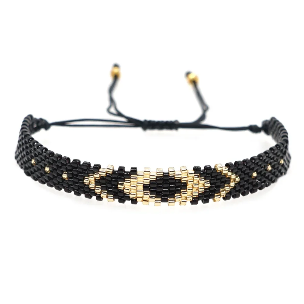 Rice bead bracelet Diamond-shaped eyes Handwoven Bohemia Fashion Personalised Adjustable Minimalist  Beaded bracelet Unisex