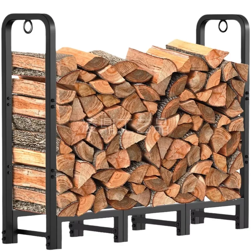 Low MOQ Guaranteed Outdoor Metal Wood Pile Organizer Heavy Duty Adjustable Firewood Storage Rack With 4ft 8ft 6.4ft 5.2ft