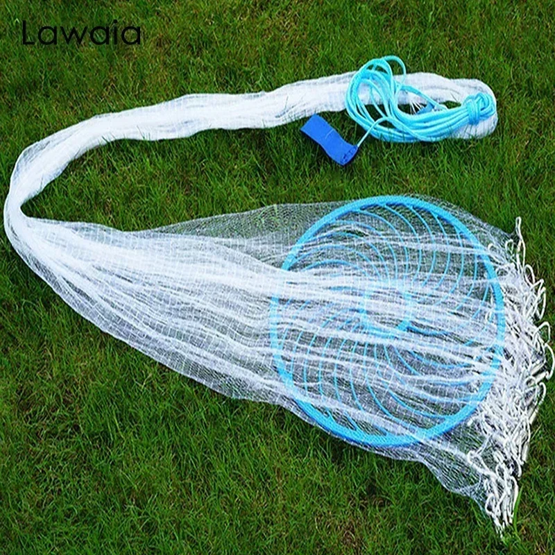 lawaia casting peixe net nylon linha de pesca mao elenco net mesh tackle para rede de pesca pingente de aco galvanizado 01