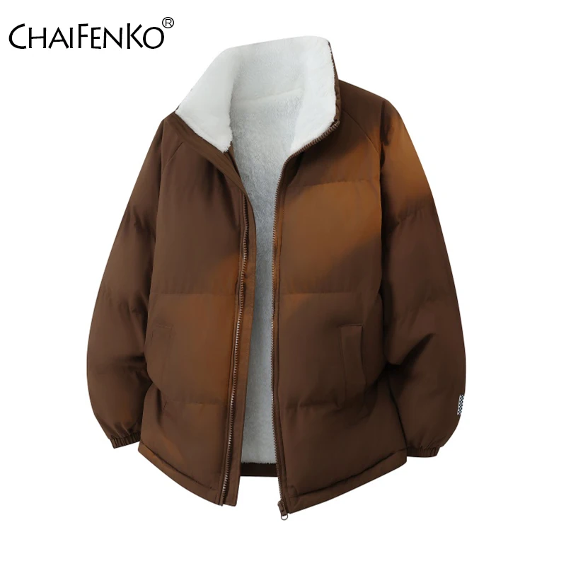 

Зимнее модное флисовое теплое мужское пальто, новая удобная повседневная куртка с воротником-стойкой, уличная свободная однотонная утолщенная ветрозащитная парка