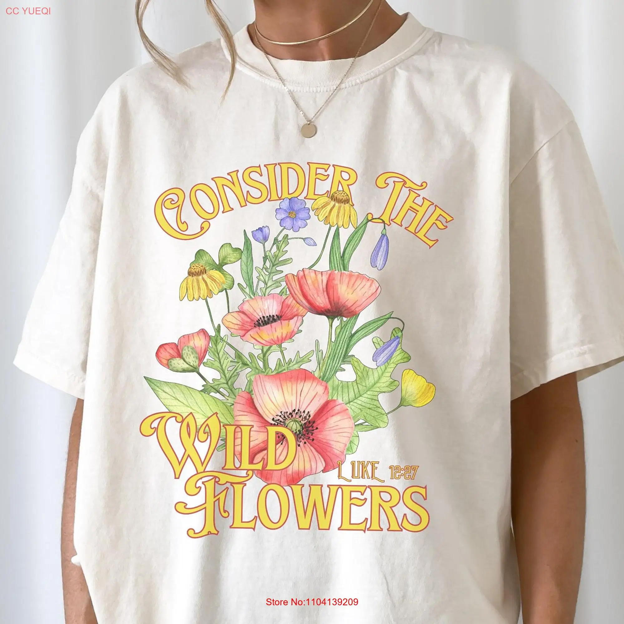 Wildflower Poppies Christian T Shirt Retro Flowers Bible Verse Trendy Oversize Beach Vintage Jesus Faith Apparel