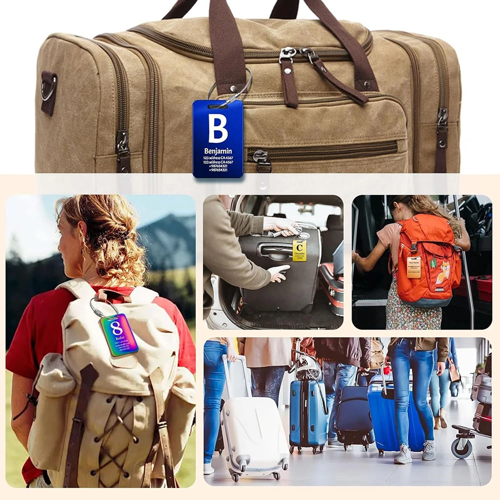 Laser Engraving Custom Text Luggage Tag Personalized Suitcase Tag Travel Accessories Customized Text Stainless Steel Labels