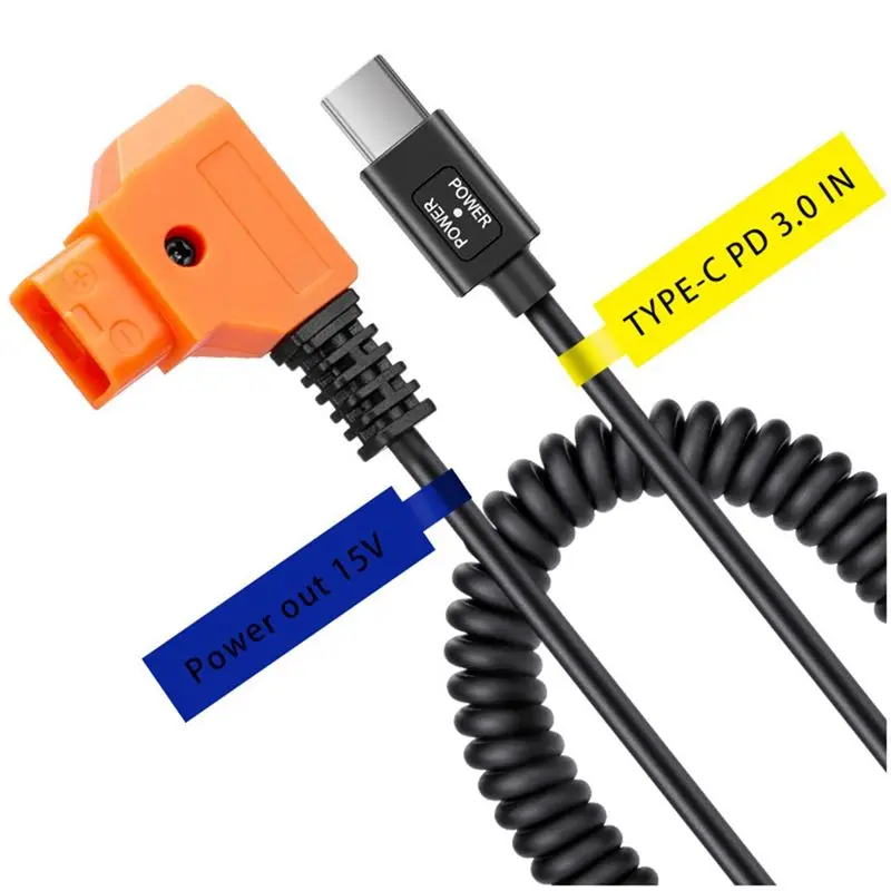 

A98Z 15V PD3.0 USB Type-C Male To 15V D-Tap Male Connector Power Cable For V-Mount Battery Durable