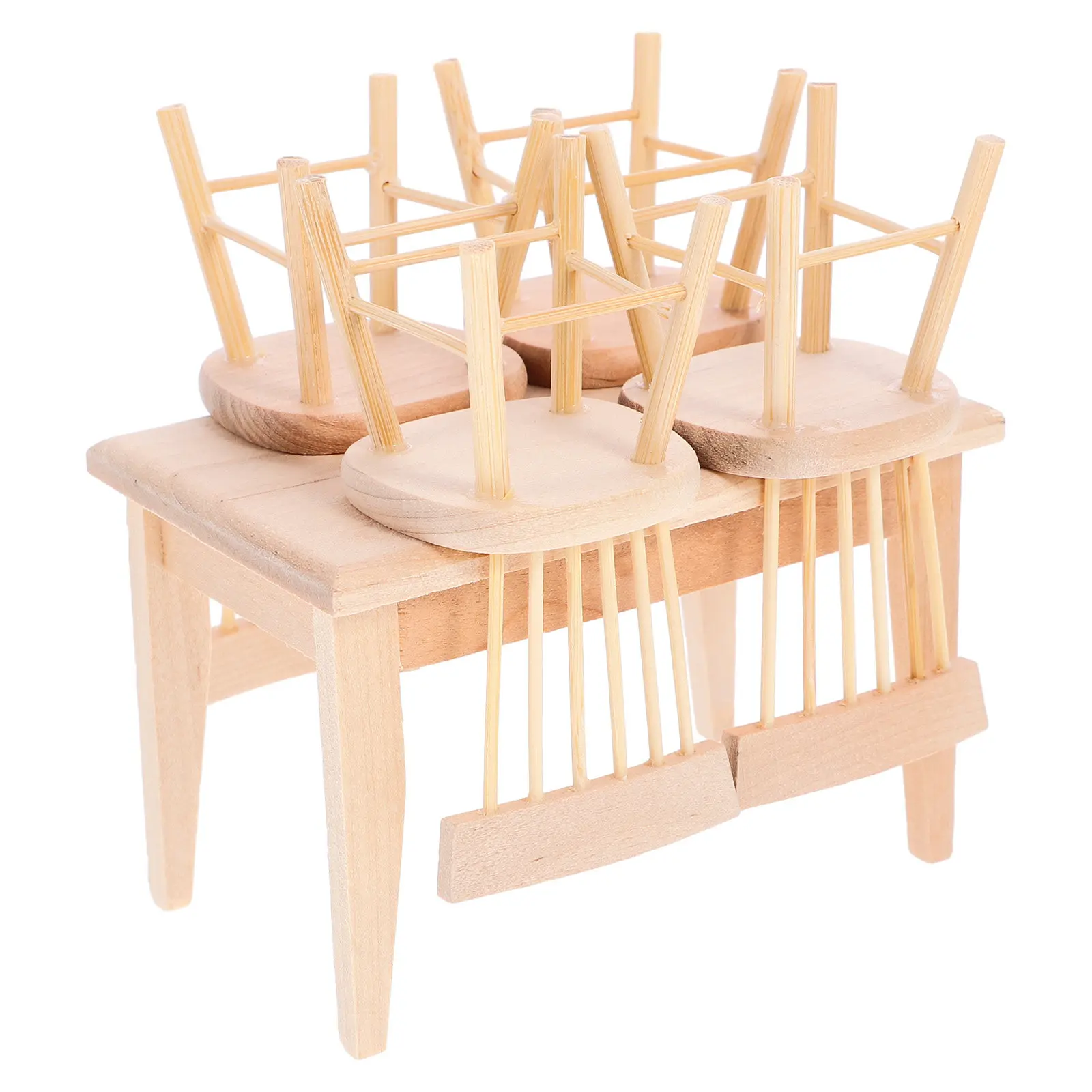 

1Set Miniature Small Seat Wooden Furniture Ornament Durable Retro Dollhouse Decor Micro World Layout Props for Desktop
