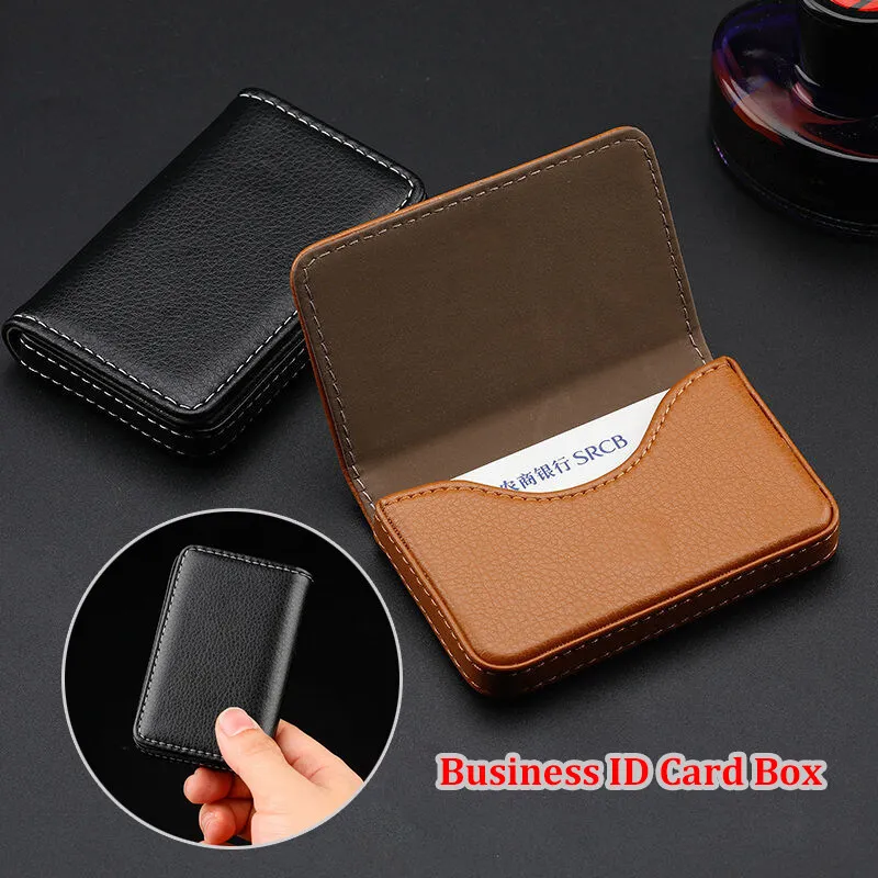 Formal Business Card Case ID Pouch PU Leather Card Box Man Credit Card Holder Black Brown Coffee Magnet Hasp Name Tag Card Bag