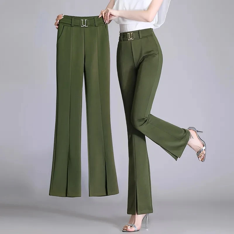 New Pants Spring And Summer 2024 Nine-Split-Fork Micro-Pantshigh Waist Slim Temperament Versatile Slim Fashion Comfortable Pants