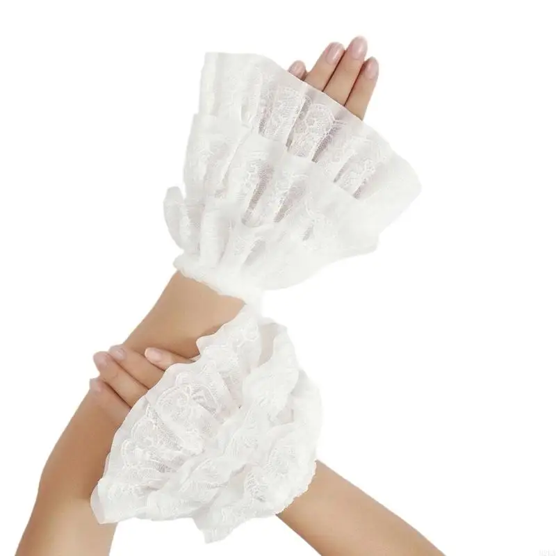 2026 New Breathable Ruffled Wrist Cuffs Fashion Photography Prop Lace mesh Pattern