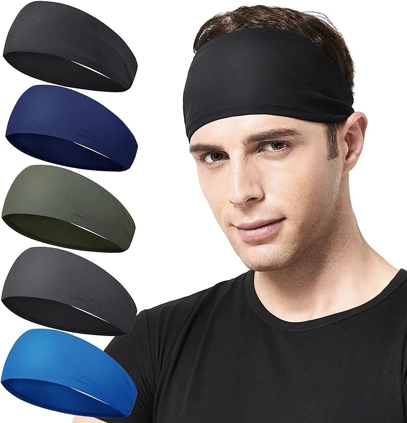 Men Women Sports Headband Sweatband Stretch Elastic Gym Fitness Running Yoga Headwrap Breathable Quick-dry Absorbent Hair Bands