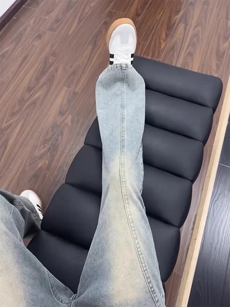 

Мужские джинсы синего цвета с флисовой подкладкой, в стиле ретро, с косым кроем, зимние, прямого кроя, свободные, износостойкие, для повседневной носки, Clean Fit