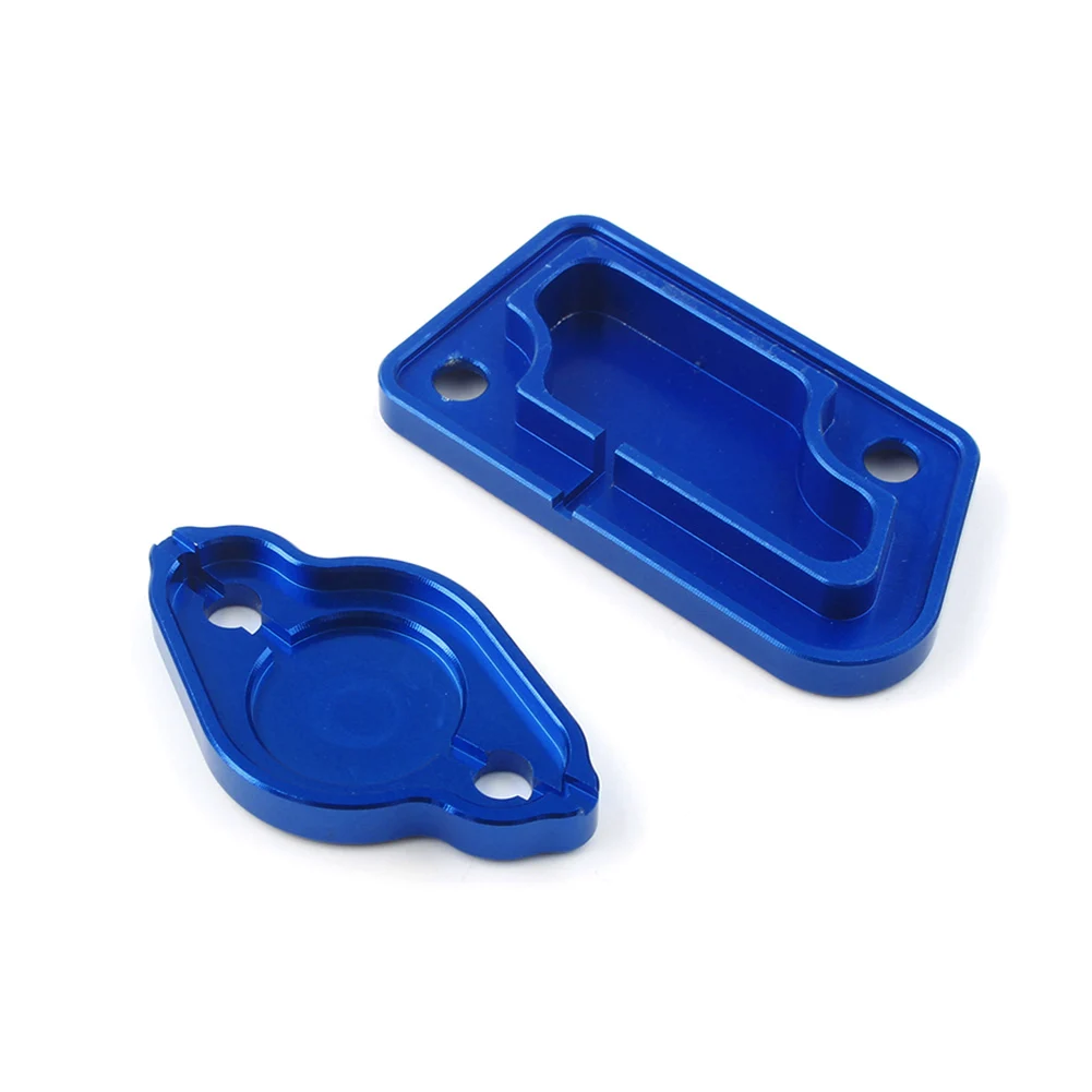 2Pcs Blue Motorcycle Front Rear Brake Reservoir Fluid Covers Cap For YZ125 YZ250 YZ450F WR250F Aluminum