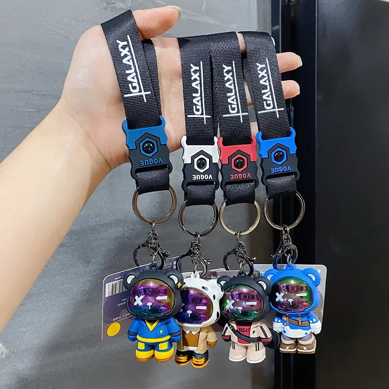 Fashion Cartoon Funny Half Skull Body Bear Keychain Exquisite Cute Animal Keyring Car Bag Pendant Key Chains Couple Holiday Gift