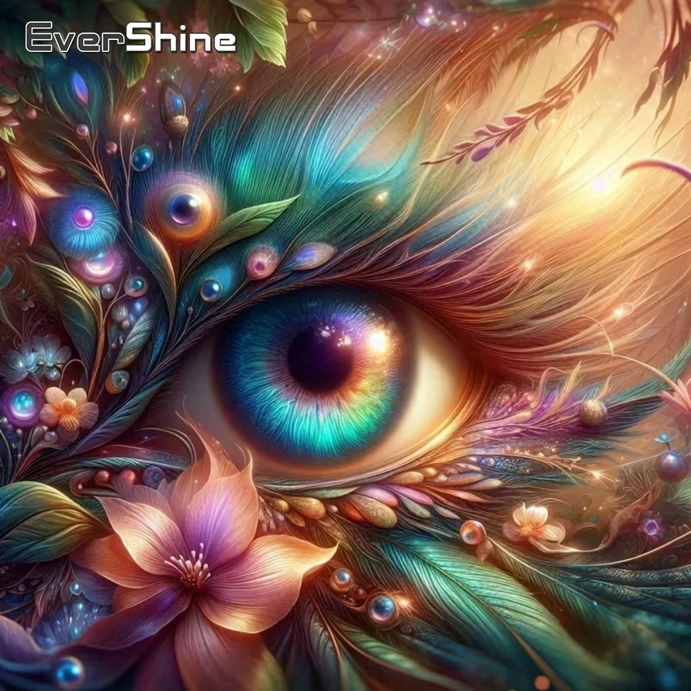 EverShine Diamond Mosaic Eye Portrait Painting Flower Pictur