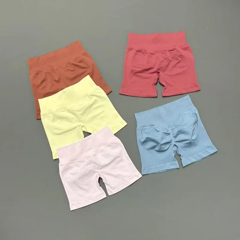 HISTELLO Sports Shorts Low Waist Solid Color Seamless Butt Lifting High Stretch Breathable Yoga Gym Fitness Workout Shorts