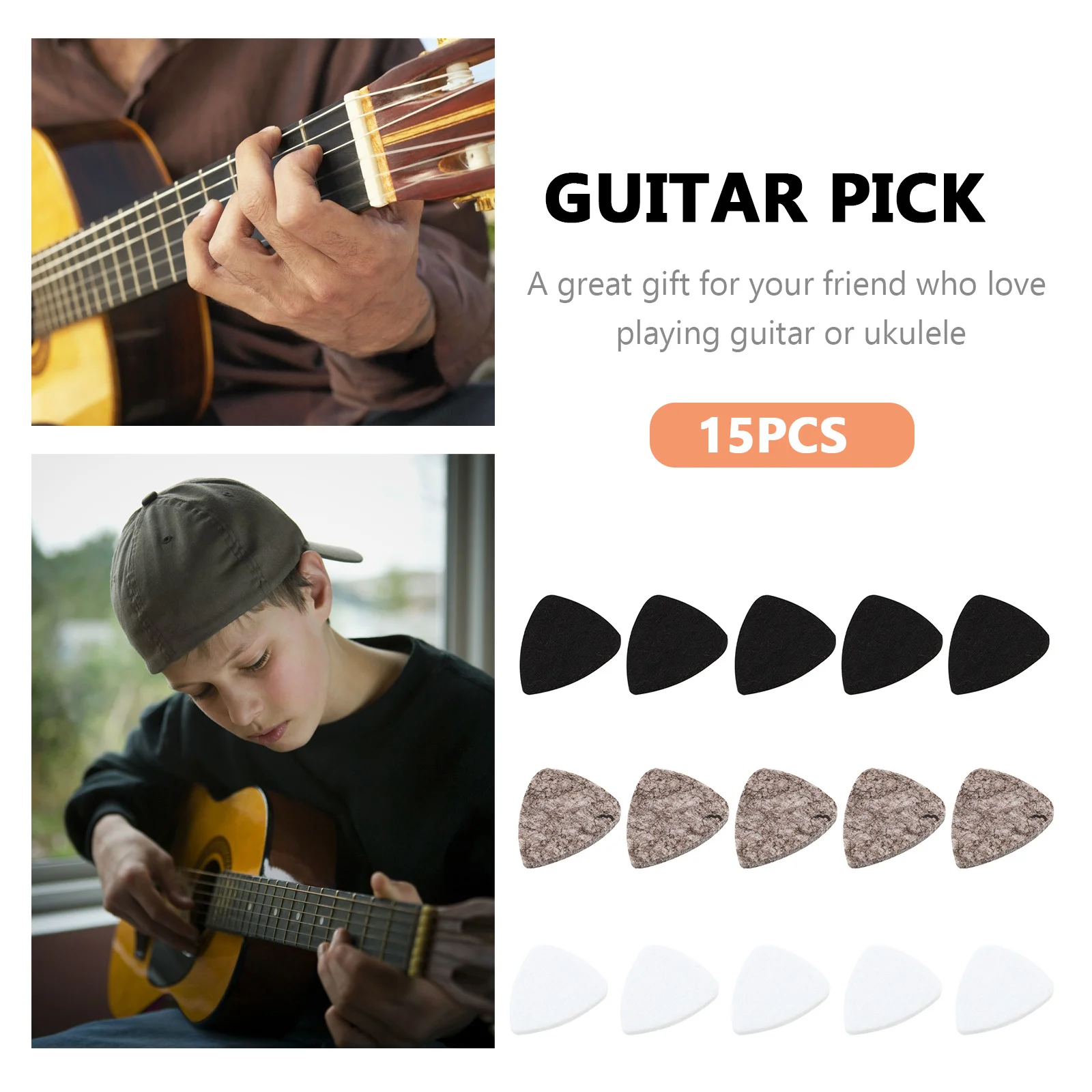 

15Pcs Guitar Plectrums Felt Picks for Acoustic Guitar Ukulele Smooth Strumming Professional Music Instrument Accessory Set