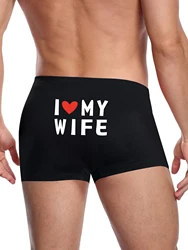 Men Boxer Briefs with I LOVE MY WIFE Prints Funny Gift Idea for Men Breathable Boxer Short