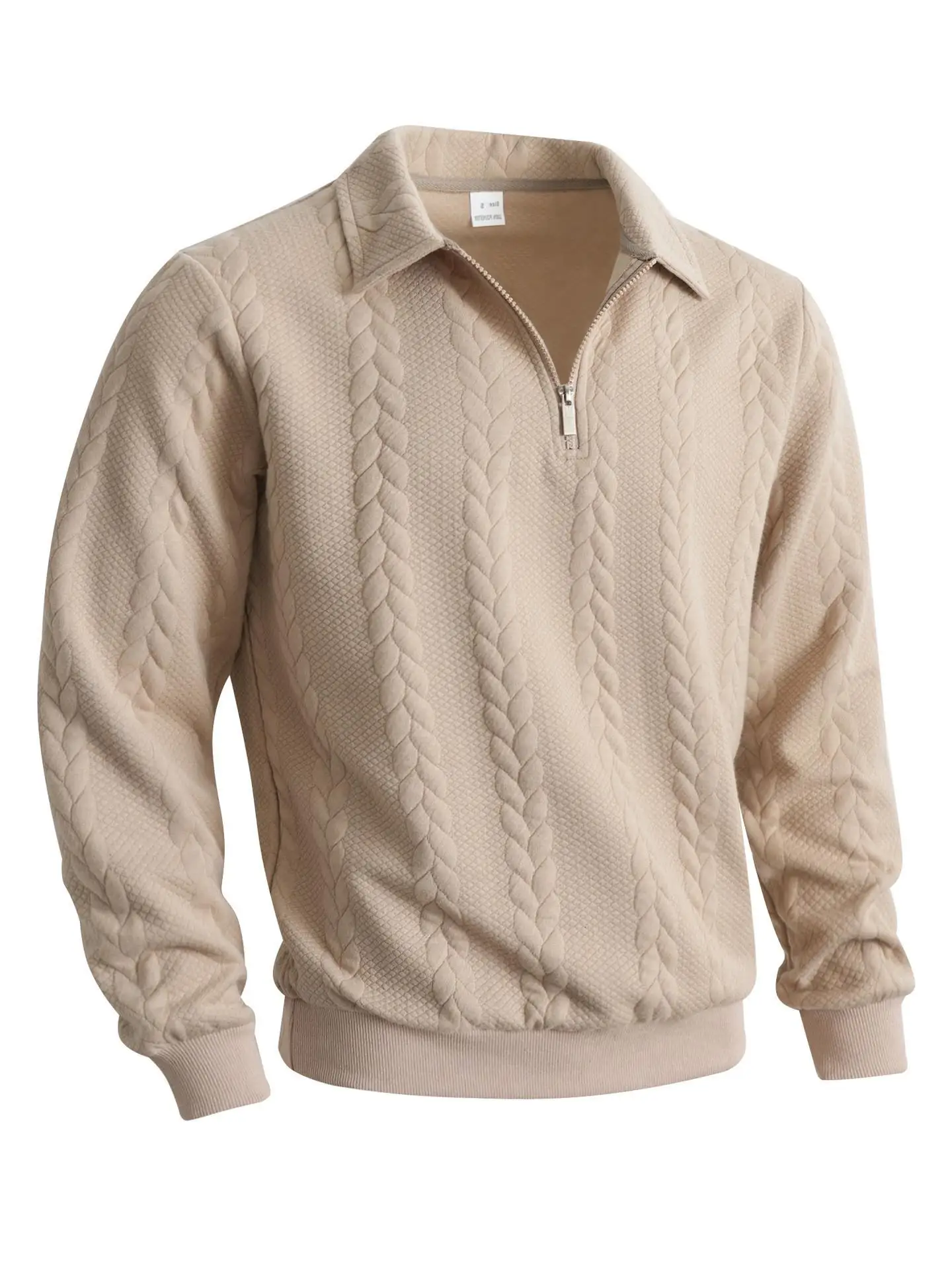 

Men's Zipper Hoodie Half Open Collar Knitted Casual Sportswear Autumn Winter Tassel Flower Pattern Warm Deformable Polyester