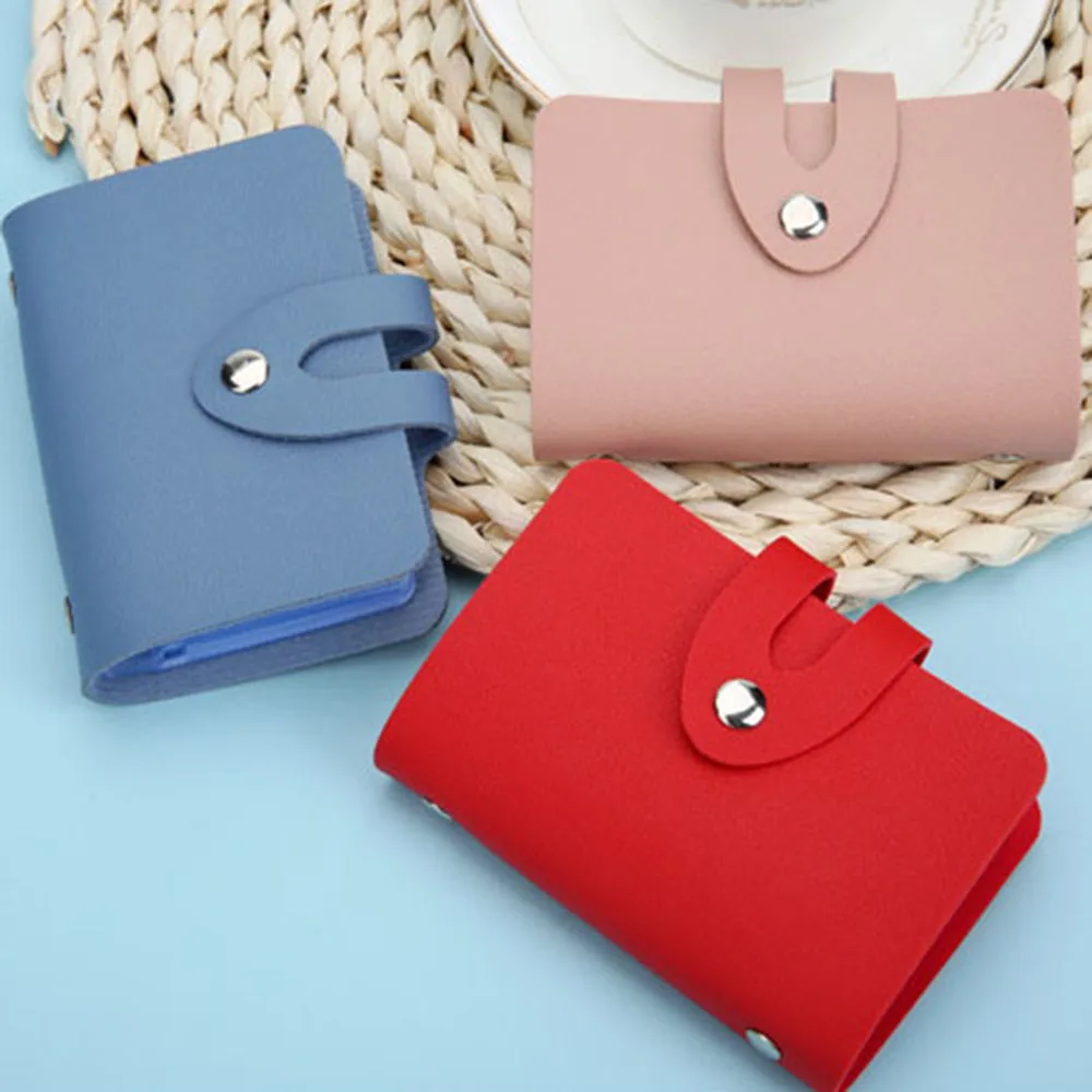 

Credit Bank Card Protective Cover High Quality Card Storage Bag Woman Man Business ID Card Holder Solid Color Bags With Buckle