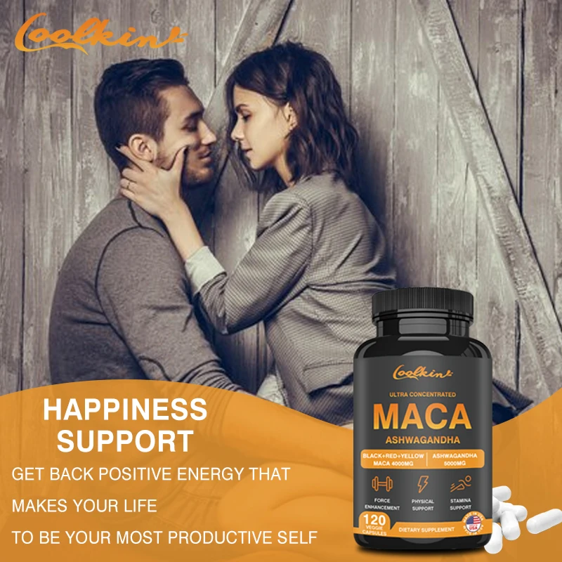 Organic Maca Root Capsules - with Ashwagandha - Muscle Mass, Endurance and Performance, Relieve Stress & Fatigue