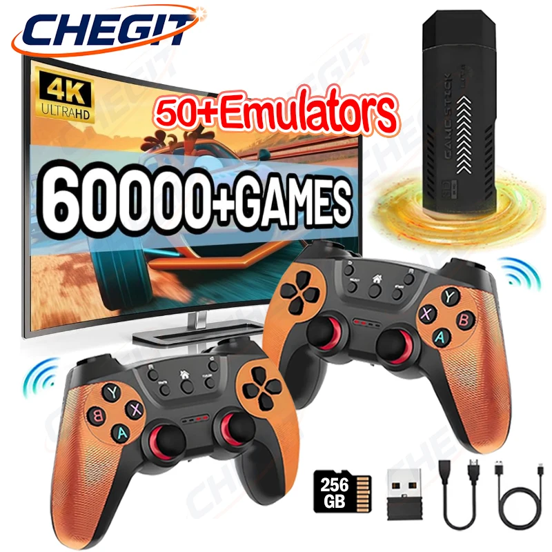 X2 PRO 3/60000 + jeux 4K HD contrôleur sans fil 50 + émulateurs Console de jeu vidéo classique 32/256 GB bâton de jeu pour PSP/PS1/GBA