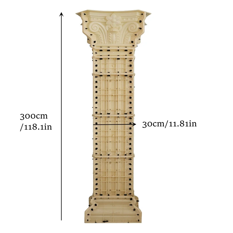 Durable ABS Square Concrete Roman Pillar Mold, Form Work Moulding for House Construction, Roof Support Moulds, 30cm/ 11.81in Dia