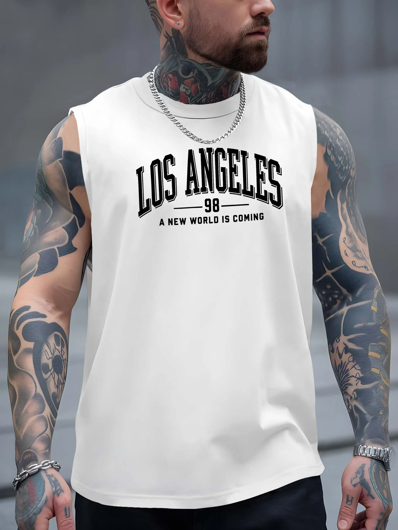 

Los Angeles 98. Men's large-sized sports vest. Summer breathable and quick-drying fabric.