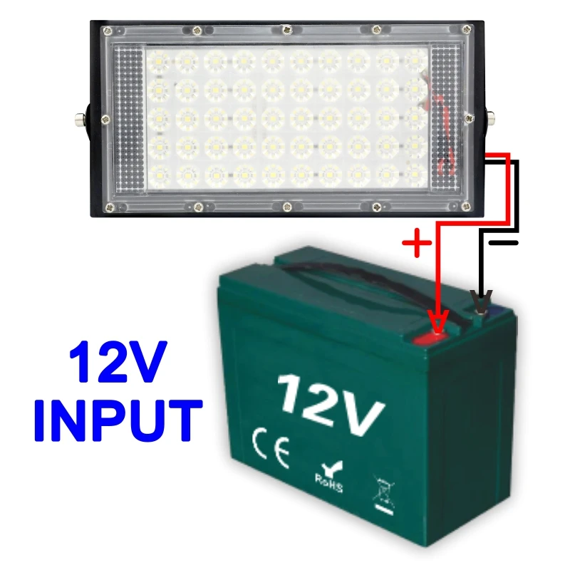 DC 12V-85V 50W Led Flood Light Zewnętrzny reflektor Reflektor 12v Volt Reflektor Led Przenośne światło bezpieczeństwa Podłącz z baterią