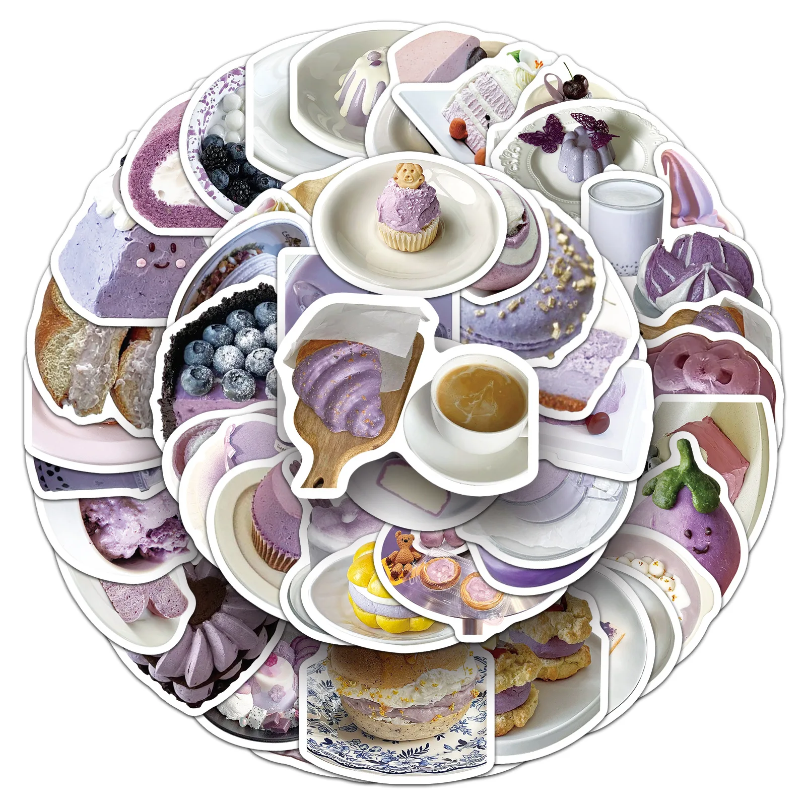 

10/30/50PCS INS Style Taro Paste Dessert Food Cake Food Dessert Graffiti Decoration Stickers DIY Stationery Box Refrigerator