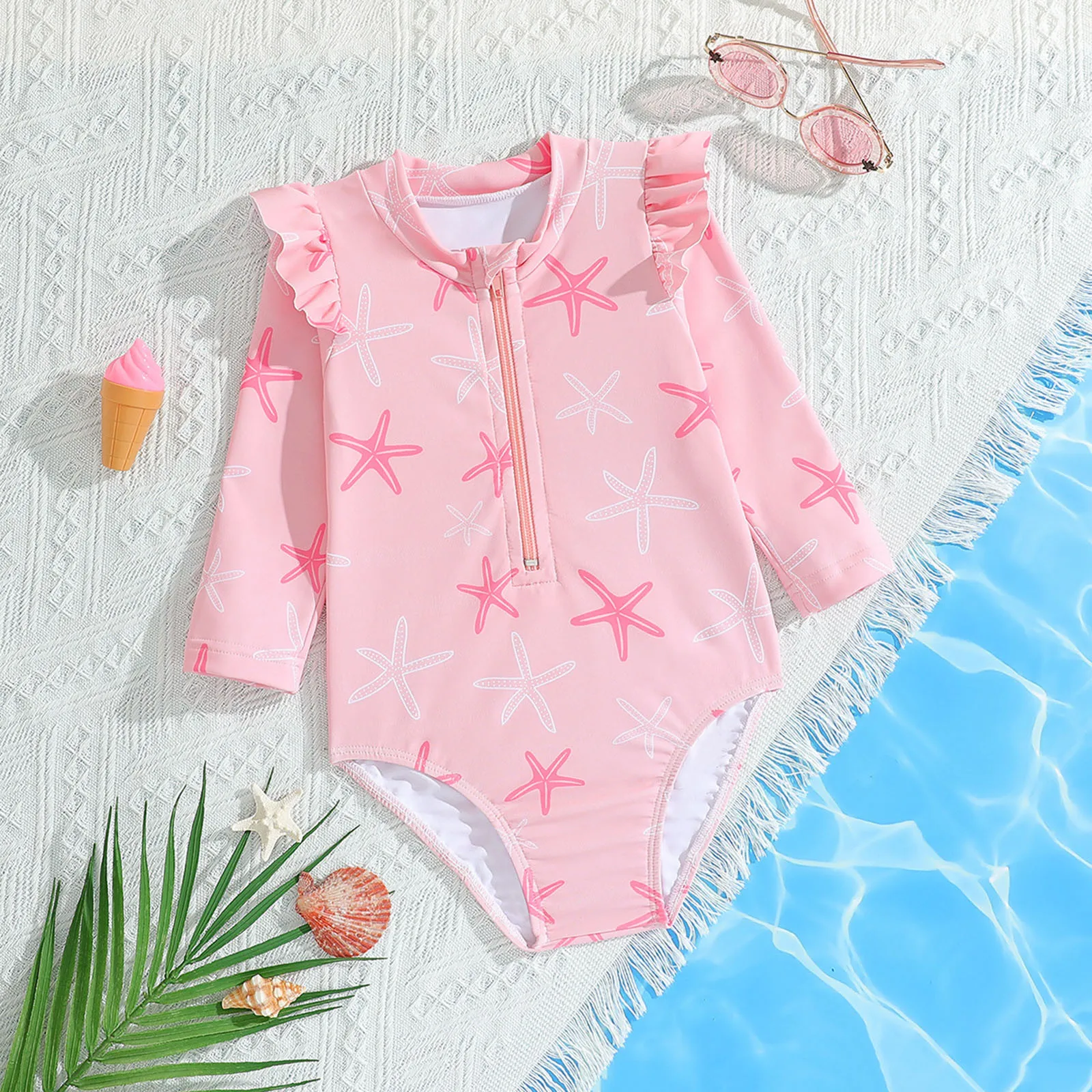

Toddler Girls Guard Swimwear Toddler Girls Long Sleeve Printing Beach Bathing Baby Suit Girls Swimwear Swimsuit Girl 12