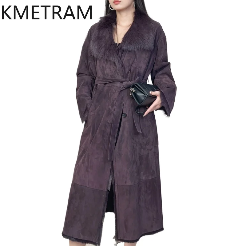 

Natural Goatskin Wool Double Faced Fur Jacket Women Long Real Fur Coat Winter Leather Jackets Woman Clothing 2025 шуба женская