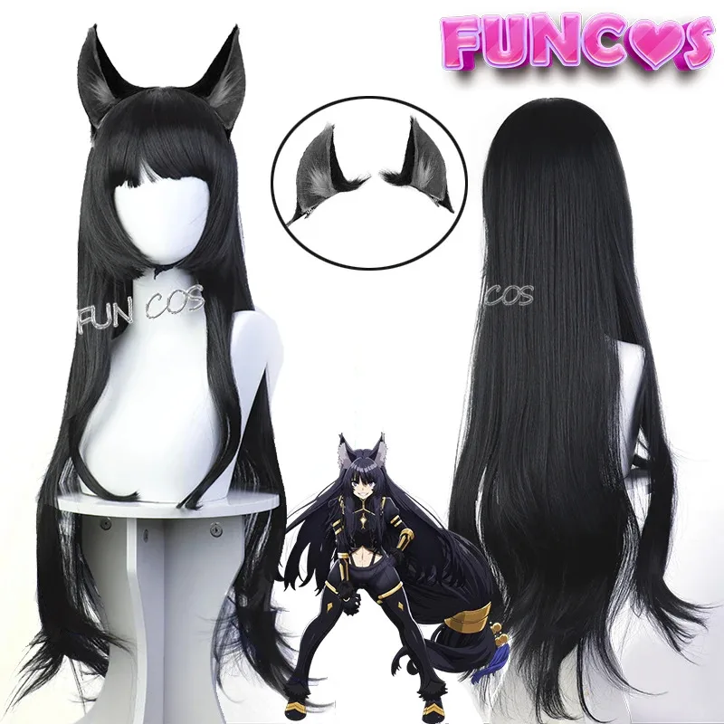 DY20 أنيمي سماحة في الظل دلتا تأثيري حلي شعر مستعار أسود موحد الظل حديقة آذان الذيل غطاء الرأس قفازات Hime قطع طويلة