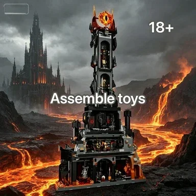 

Bandai 10333 of Sauron Lord of the Rings Barad-dur Black Tower Premium Collectible Building Blocks compatible with LEGO bricks