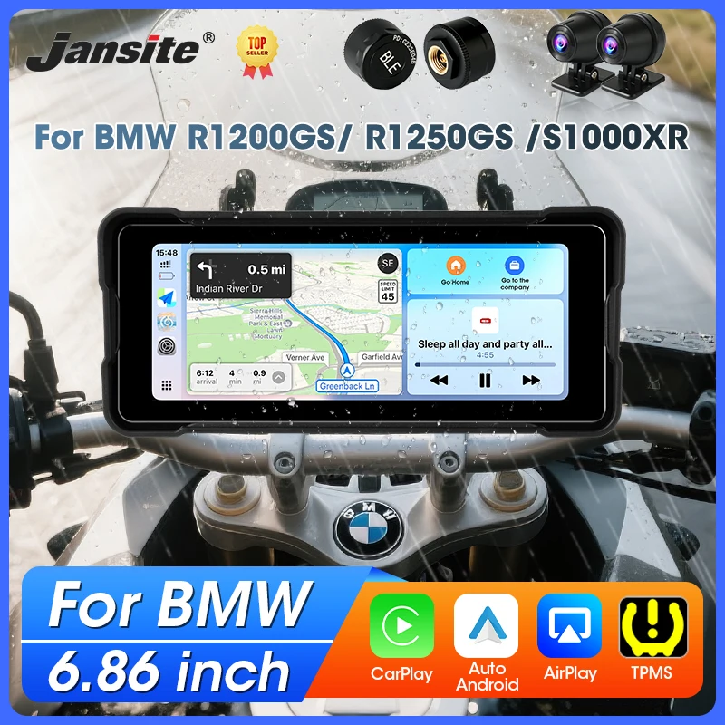 

6.86 inch Motorcycle Navigation For BMW R1200GS R1250GS ADV S1000XR Wireless CarPlay Android Auto IPX7 Waterproof Moto Monitor