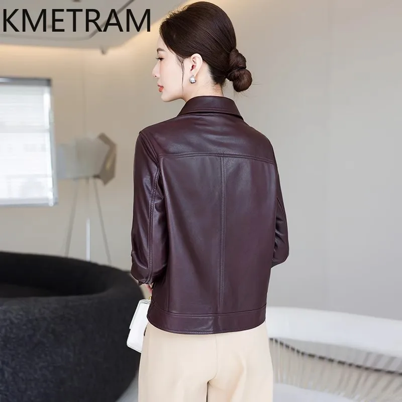 

KMETRAM Genuine Sheepskin Leather Jacket Woman Fashion Short Coat Autumn Casual Real Leather Jackets Women Clothing 2026 jaqueta