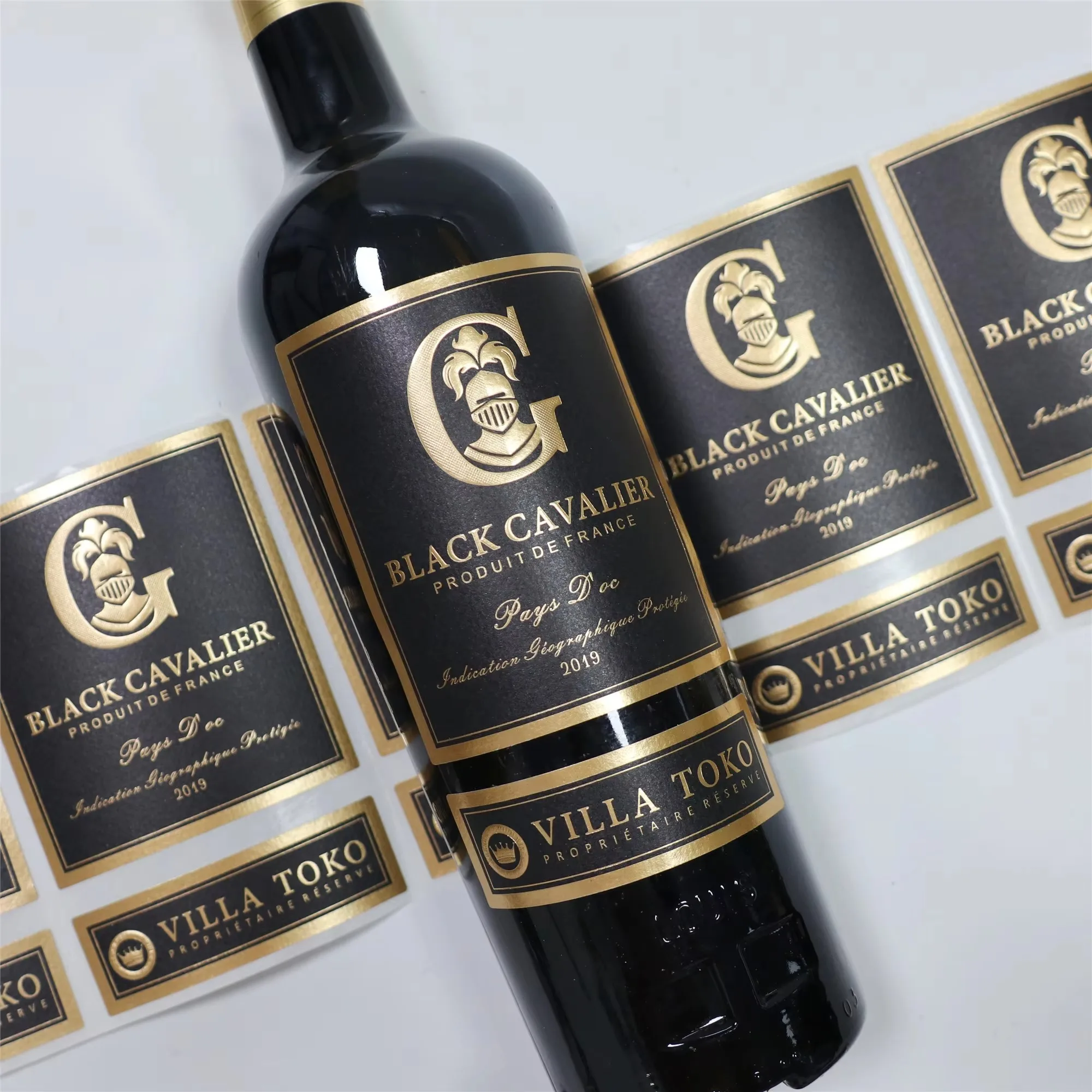 Custom Gold Foil Label Roll｜Adhesive Paper Sticker｜UV Printing Stamping｜Wine Beverage Food