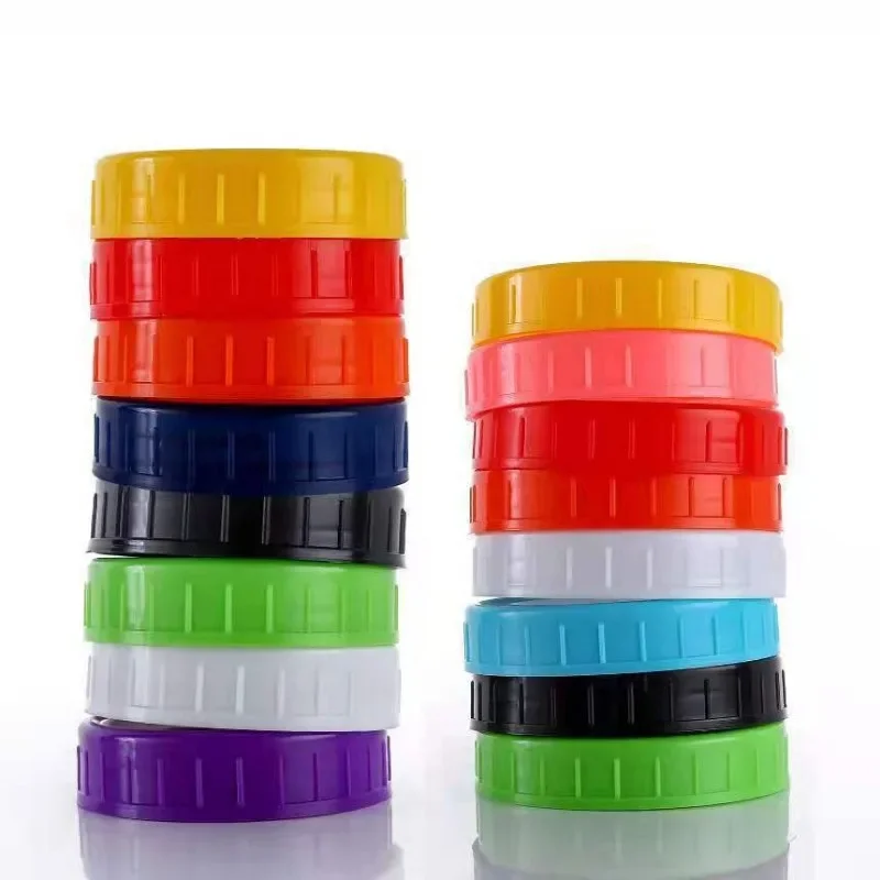 10 pcs Mason Canning Drinking Jars Lids 70mm/86mm Inner Diameter Plastic Covers Set Unlined Ribbed Lid Storage Caps Replacements