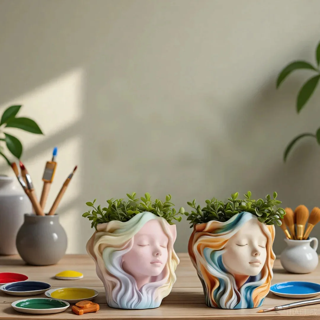 Mädchenkopf-Silikonform für die Bastelarbeiten – Aroma-Kerzenbecher, Vase, Zement, Blumentopf, Organizer, Behälter, Make-up-bezogene