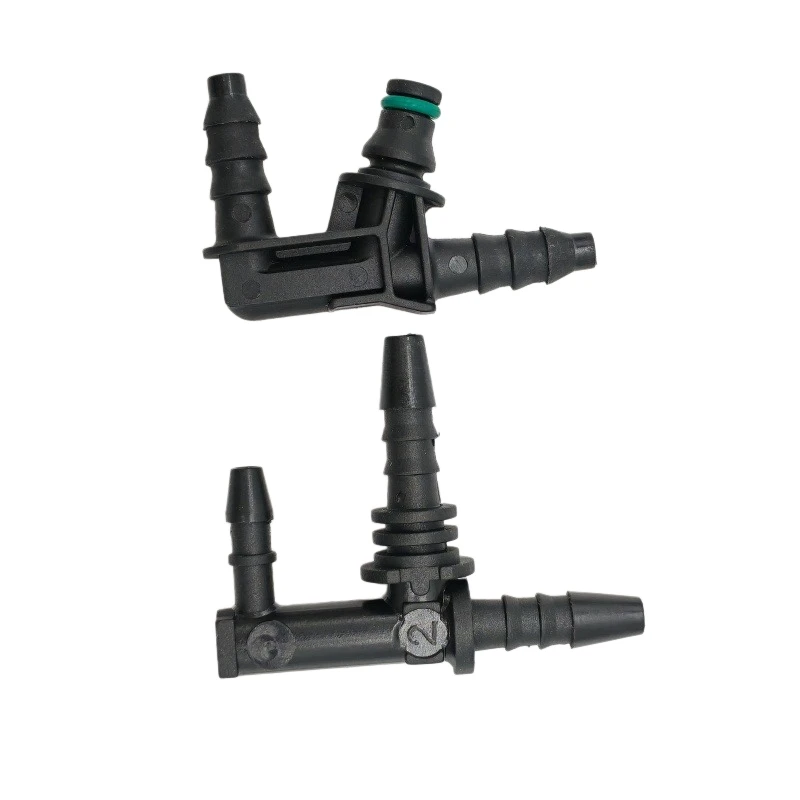 Black plastic F-type T-shaped fuel pipe quick connector auto fastn F-type T-shaped automotive diesel return pipe connector 1 PC