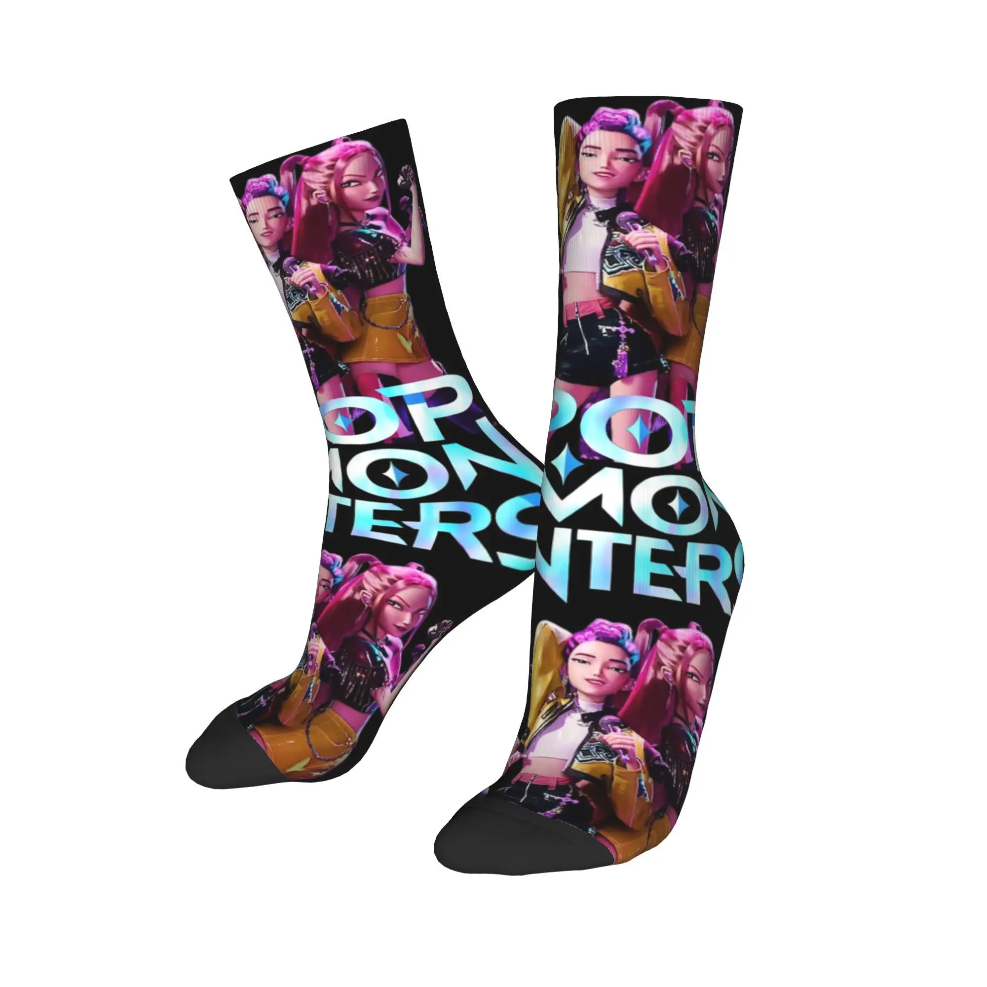 

Носки Huntrix для мужчин и женщин, модные полиэстеровые носки Kpop Demon Hunters, хип-хоп, весна, лето, осень, зима, средние носки-трубы, подарок