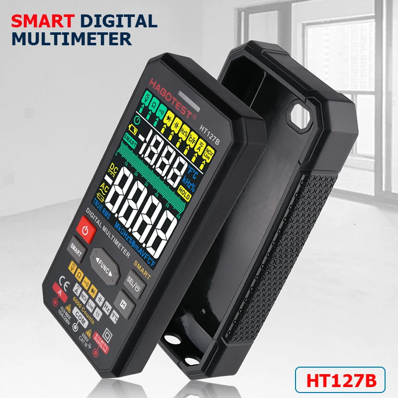 Ht127b Digitale T-RMS Multimeter Slimme Tester Ac Dc Voltmeter Ohm Volt Amp Continuïteit Ncv Diode Capaciteit Temperatuur Tester