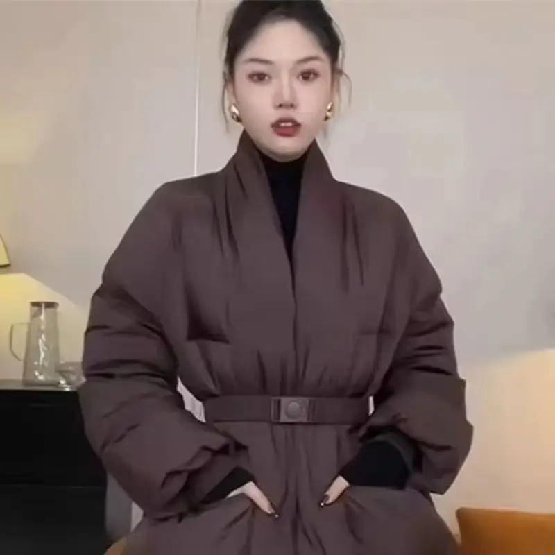 2025-hiver-nouvelle-veste-en-coton-design-de-mode-sens-hiver-coton-manteau-femmes-version-coreenne-a-lacets-taille-chaud-parker-pardessus