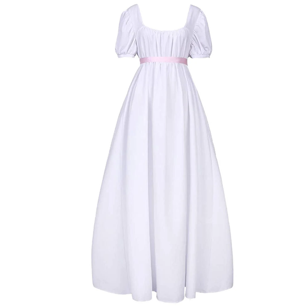 Retro Middeleeuwse Victoriaanse Cosplay Kostuum Hoge Taille Korte Mouw Kanten Jurk Vrouwen Theekransje Halloween Outfit