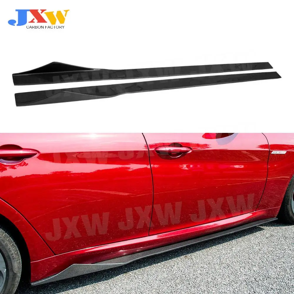 

2Pcs Carbon Fiber Car Side Skirts Apron For Alfa Romeo Giulia Sedan 4 Door Bumper Side Skirts Apron Spoiler Body Kits MTC Style