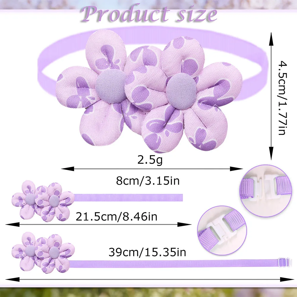 10PCS Flower Shape Sweet Dog Bowties Adjustable Puppy Bowknots Colorful Small Dog Cat Necklaces Pet Supplies For Dogs - view 2
